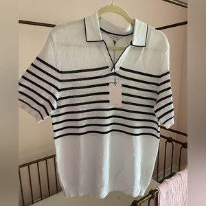 REISS NWT textured short sleeve striped shirt.